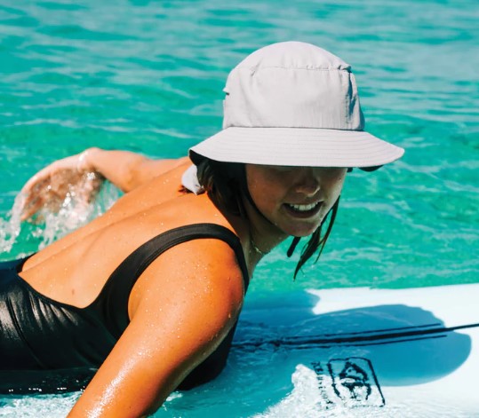 Surf Bucket Hat with Chin Straps Neck Flap Cover for Surfing Women